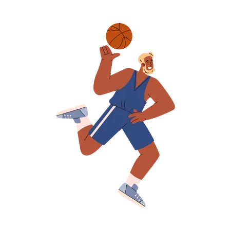 Glücklicher bärtiger Mann Basketballspieler  Illustration