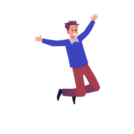 Fröhlicher, energischer Mann fliegt  Illustration