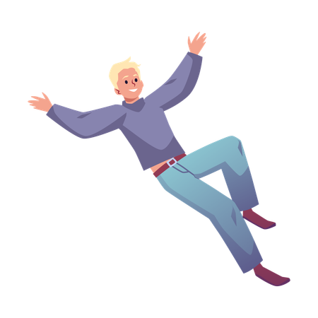 Fröhlicher, energischer Mann fliegt  Illustration