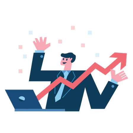 Glücklich Geschäftsmann mit Wachstumsdiagramm  Illustration