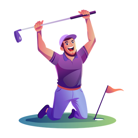 Glücklicher Golfer beim Schlagen  Illustration