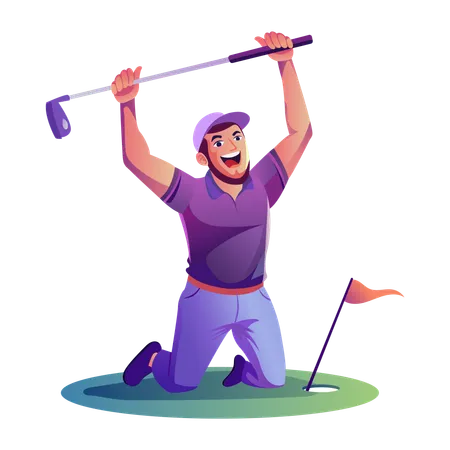 Glücklicher Golfer beim Schlagen  Illustration