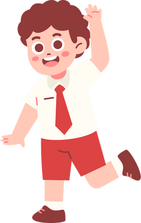 Glücklicher Junge Student hebt die Hand  Illustration