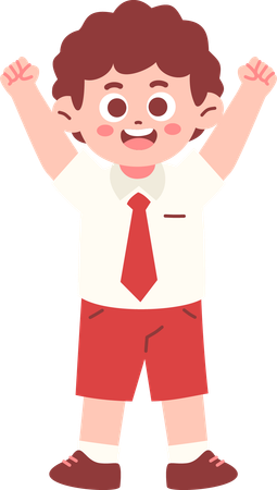 Glücklicher Junge Student mit geballter Hand  Illustration