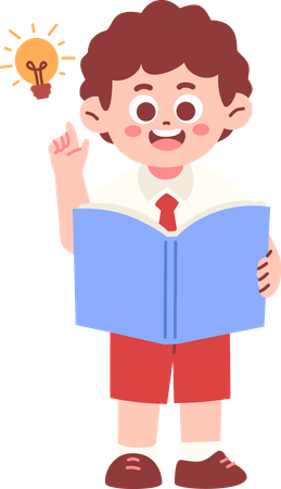Glücklicher Junge Student mit Idee  Illustration