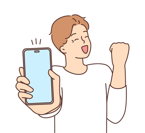 Happy Boy zeigt Handy-Bildschirm  Illustration