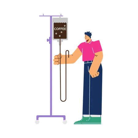 Glücklicher junger Mann hält Tropfer mit Kaffee  Illustration