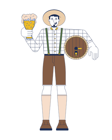 Glücklicher kaukasischer Mann mit Bier  Illustration