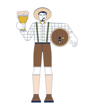 Glücklicher kaukasischer Mann mit Bier  Illustration