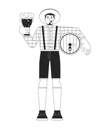 Glücklicher kaukasischer Mann mit Bier  Illustration