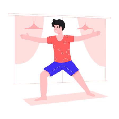 Glücklicher Mann beim Yoga  Illustration