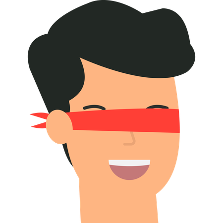 Glücklicher Mann mit verbundenen Augen  Illustration