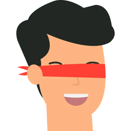 Glücklicher Mann mit verbundenen Augen  Illustration