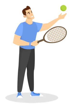 Glücklicher Mann spielt Badminton  Illustration