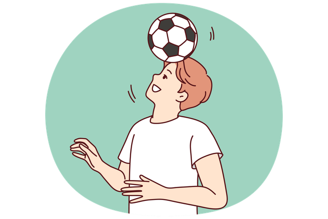 Glücklicher Mann, der Fußball spielt  Illustration