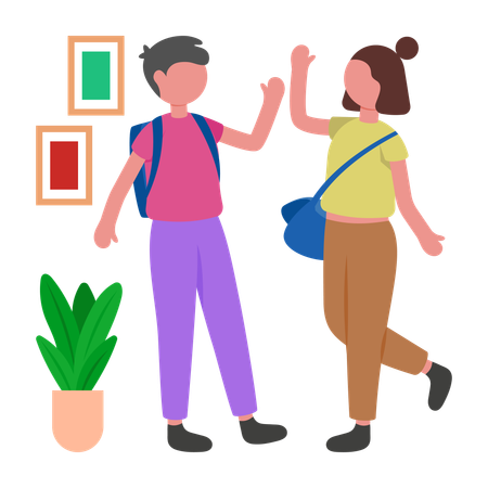 Glücklicher Student gibt High Five  Illustration