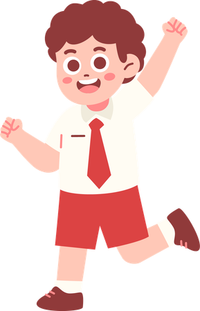Glücklicher Junge Student mit geballter Hand  Illustration