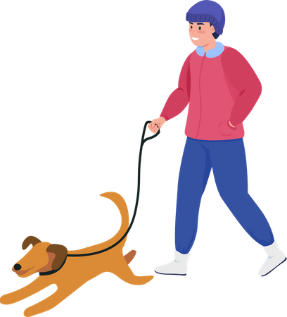 Glücklicher Kerl mit Hund  Illustration