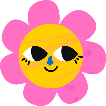 Fröhliches Blumen-Emoji  Illustration