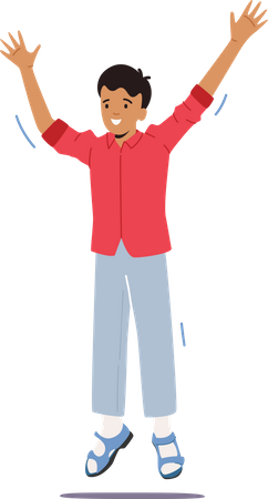 Glückliches Kind springt in die Luft  Illustration