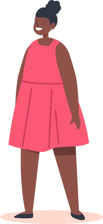 Glückliches kleines afrikanisches Mädchen im roten Kleid  Illustration
