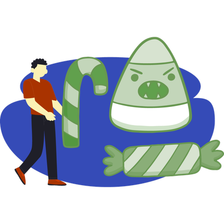 Gnom mit Halloween-Leckerei  Illustration