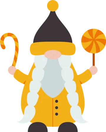 Gnome avec des friandises d'Halloween  Illustration