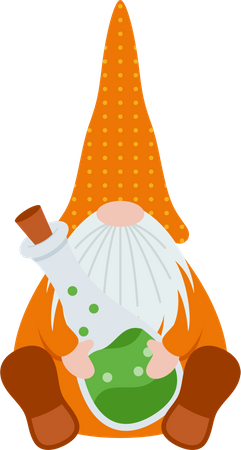 Gnome holding potion bottle  Illustration