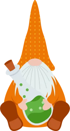 Gnome holding potion bottle  Illustration