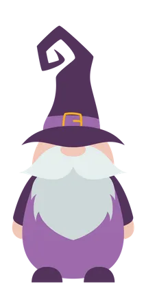 Gnome standing wearing witch hat  Illustration