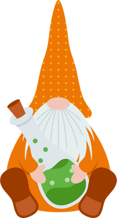 Gnome tenant une bouteille de potion  Illustration