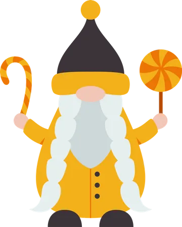 Gnome With Halloween Treats  Illustration