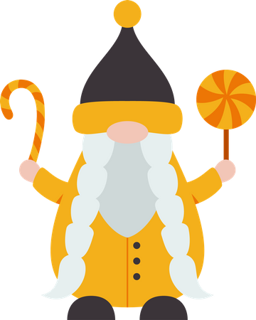 Gnome With Halloween Treats  Illustration