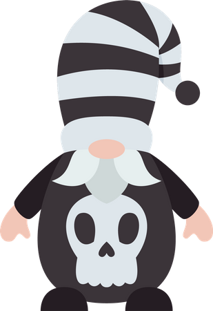 Gnome With Skull Shirt  Illustration