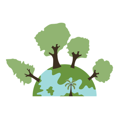 Go green of earth with trees and bushes  イラスト