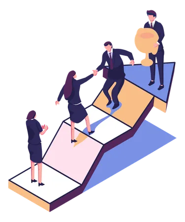 Goal Focused Help In Overcoming Obstacles Flat Style Isometric Illustration Vector Design 일러스트레이션