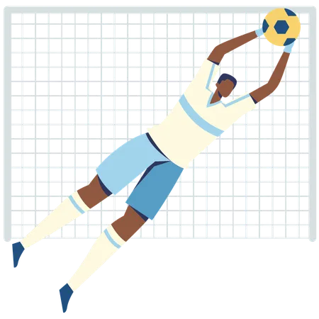 Goal keeper protecting goal  Illustration