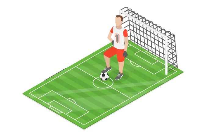 3 D Isometric Flat Vector Conceptual Illustration Of Goalkeeper Soccer Or Football Player Illustration