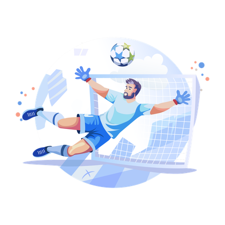 Goalkeeper blocking a goal  Illustration