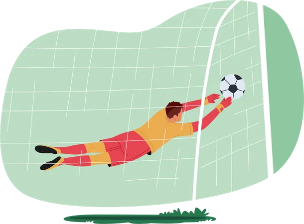 Goalkeeper catch ball coming  Illustration