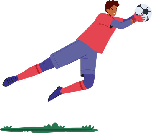 Goalkeeper catch ball in air Illustration