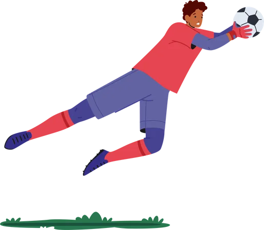Goalkeeper catch ball in air Illustration