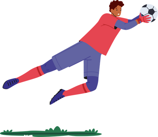 Goalkeeper catch ball in air  Illustration