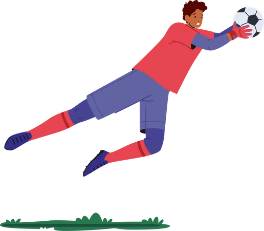 Goalkeeper catch ball in air  Illustration