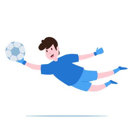 Goalkeeper catch the ball Illustration