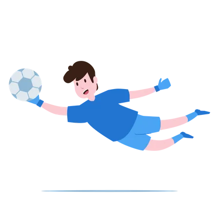 Goalkeeper catch the ball  Illustration