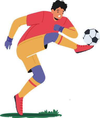 Goalkeeper kick ball and pass to teammate Illustration