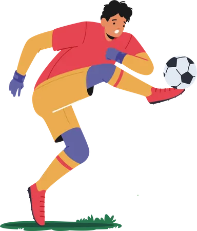 Goalkeeper kick ball and pass to teammate  Illustration