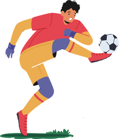 Goalkeeper kick ball and pass to teammate  Illustration