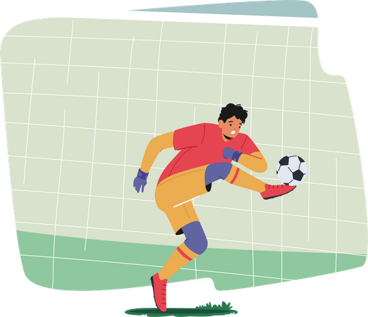 Goalkeeper kicking ball Illustration